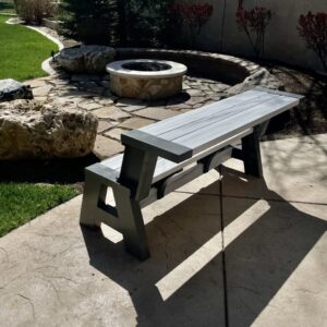 Convert-a-Bench Folding Resin Picnic Table and Bench | Platinum White Birch