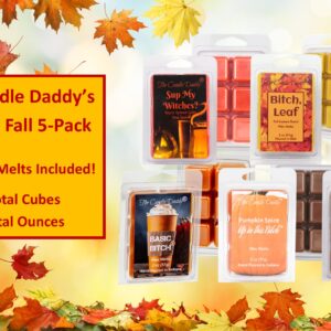 The Candle Daddy Fiercely Fall 5 Pack - 5 Amazing Autumn Wax Melts - 30 Total Cubes - 10 Total Ounces - Funny Fun Fall Aromas