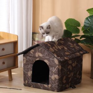 Cat House Outdoor Cat House Outdoor Houses for Feral Cats Dogs Cat Houses for Outdoor Cats Dog Cat Outdoor Indoor Waterproof House (Medium, Brown Support Rod)