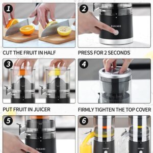 Citrus Juicer Machines Rechargeable - Portable Juicer with USB and Cleaning Brush for Orange, Lemon, Grapefruit（Update）