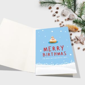 Funny Merry Christmas and Happy Birthday Card, Christmas Birthday Greeting Card, Xmas Bday Card