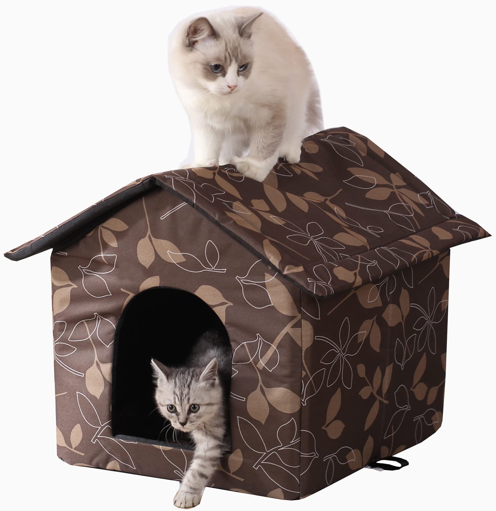 Cat House Outdoor Cat House Outdoor Houses for Feral Cats Dogs Cat Houses for Outdoor Cats Dog Cat Outdoor Indoor Waterproof House (Medium, Brown Support Rod)