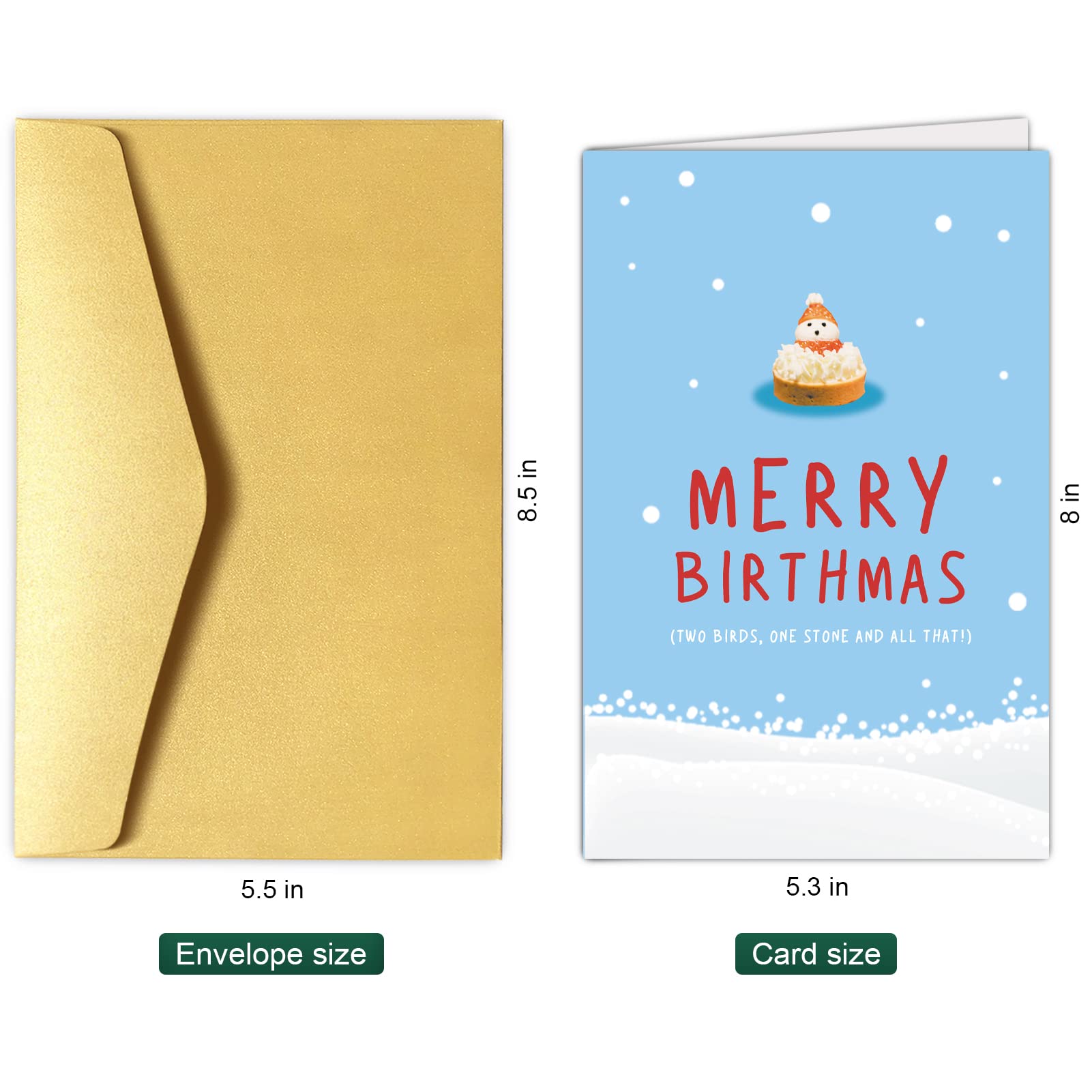 Funny Merry Christmas and Happy Birthday Card, Christmas Birthday Greeting Card, Xmas Bday Card