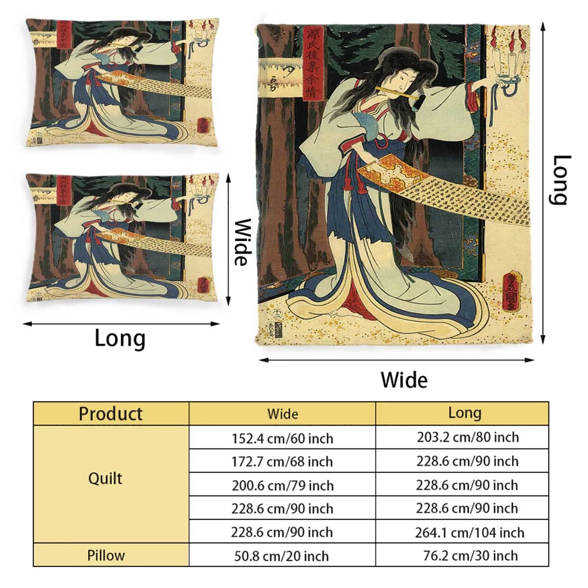 Traditional Japanese Woodblock Print of Actor Illustration Soft Duvet Cover Queen, 3Pcs Neutral Duvet Cover Decoration with 2 Pillowcases Queen(90"X90")