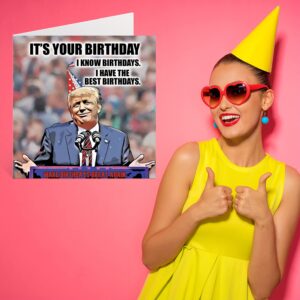 Funny Donald Trump Birthday Cards for Men Women - Trump Birthdays - Joke Happy Birthday Card for Friend Mom Dad Papa Pops Brother Sister Coworker Grandma Grandpa, 5.7 x 5.7 Inch Humor Greeting Cards