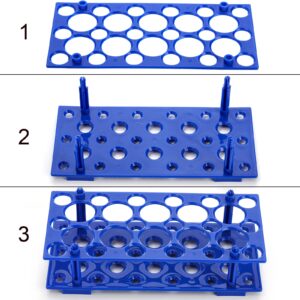 Lawei 6 Pack 28 Well Test Tube Rack, Laboratory Centrifuge Plastic Tube Holder, Detachable Plastic Stand, Storage Test Tube Rack for 10ml / 15ml / 50ml Tube, Blue and Orange