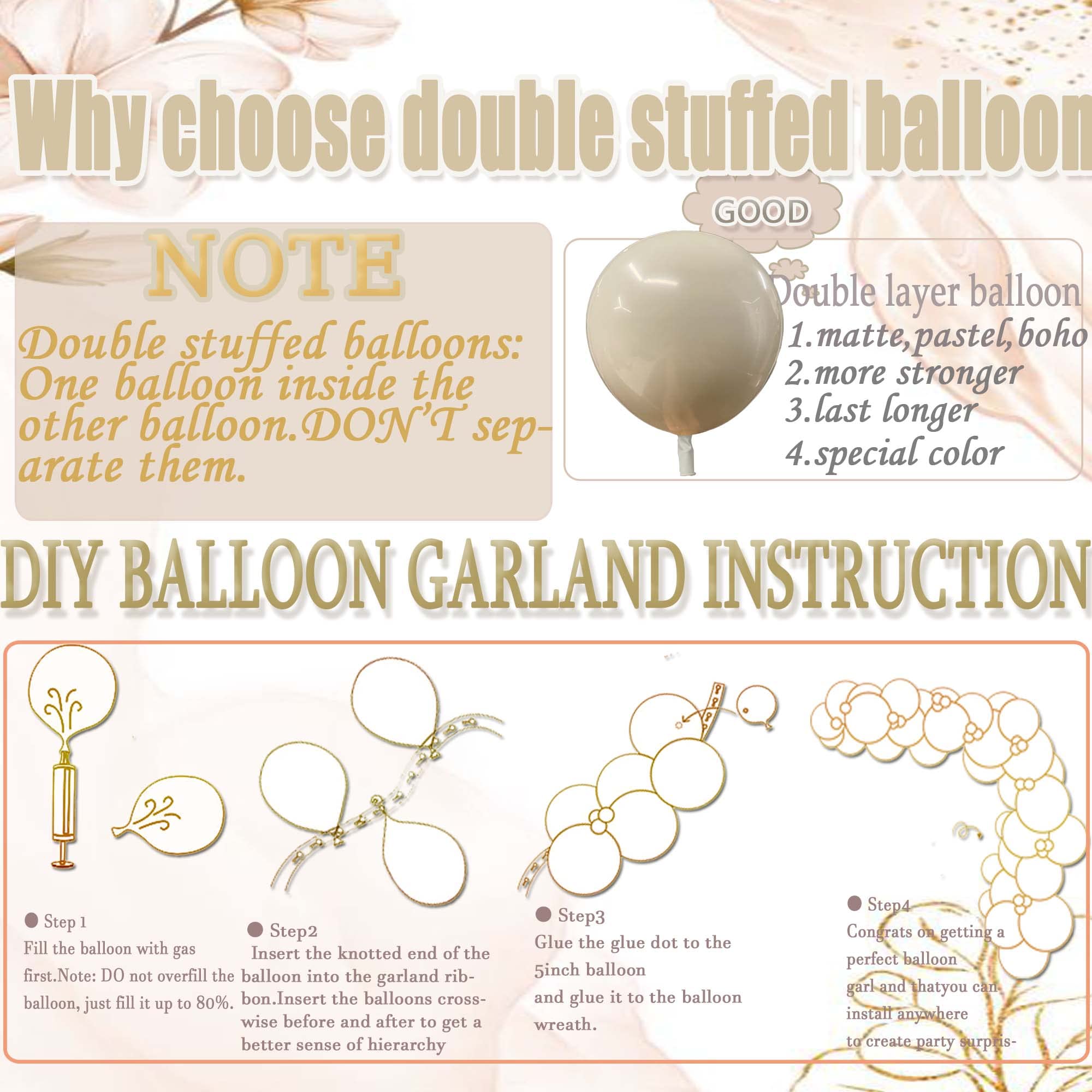 Nude Balloon Arch Kit, SCMDOTI Neutral Balloon Garland Arch with Matted Double Stuffed Balloons for Baby Shower, Gender Reveal Party, Boho Party, Birthday, Bridal Shower,Graduation,Mother's Day