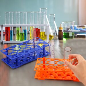 Lawei 6 Pack 28 Well Test Tube Rack, Laboratory Centrifuge Plastic Tube Holder, Detachable Plastic Stand, Storage Test Tube Rack for 10ml / 15ml / 50ml Tube, Blue and Orange