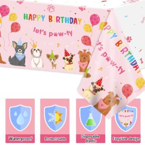 3 Pack Dog Birthday Party Decorations Pet Dog Tablecloths Puppy Table Covers Pink Dog Party Supplies Paw Print Table Decor for Girls Kids Lets Pawty Birthday Baby Shower Party Favor 54 x 108 Inch