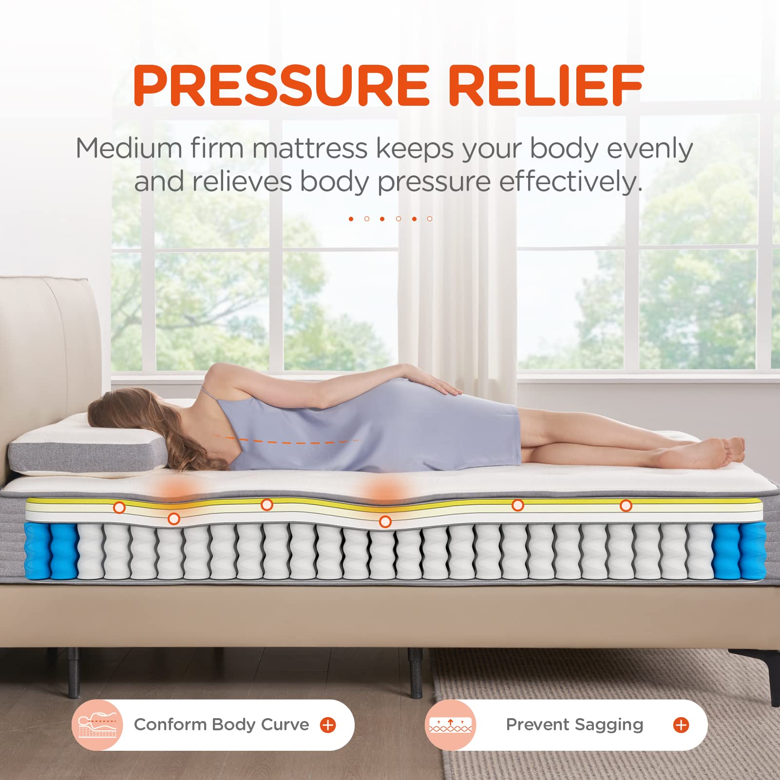 Full Mattress, DIGLANT 10 Inch Memory Foam Hybrid Mattress, Tight Top Pocket Spring Mattress Sleep Supportive & Motion Isolation, Medium Firm Feel Mattress in a Box, CertiPUR-US Certified