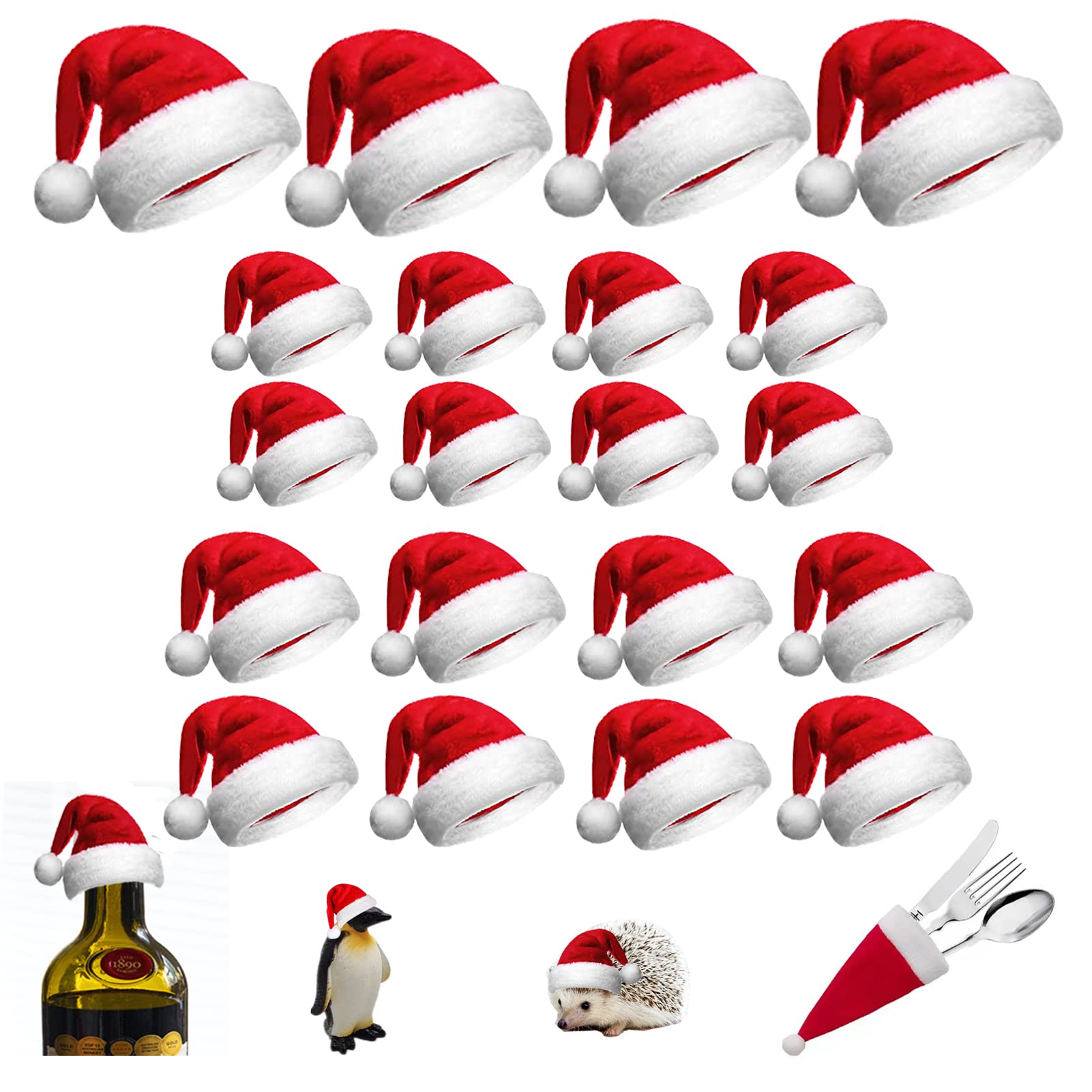 GHAMYEE 40pcs Mini Santa Hats Tiny Christmas Hats for Crafts Pets Wine Bottle Topper Red Home Christmas Decor 2 3 inch Bulk Set