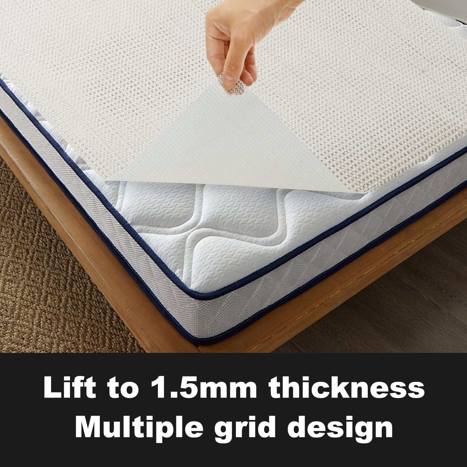 Foboull Mattress Slide Stopper and Gripper,Slip Mattress Grip Pads,Non slip mattress pad,Keep Bed and Topper Pad from Sliding for Sofa, Couch, Chair Cushion, Mattresses, Easy Trim, Slip Resistant-Twin