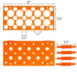 Lawei 6 Pack 28 Well Test Tube Rack, Laboratory Centrifuge Plastic Tube Holder, Detachable Plastic Stand, Storage Test Tube Rack for 10ml / 15ml / 50ml Tube, Blue and Orange