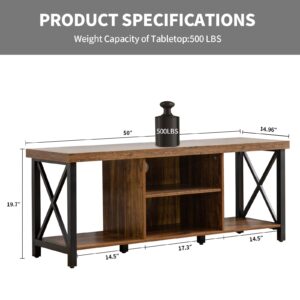 GAZHOME TV Stand for TV up to 55 Inches, TV Cabinet with Open Storage, TV Console Unit with Shelving for Living Room, Entertainment Room, Rustic Brown