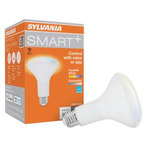 sylvania wifi led smart br30 light bulb, 9w efficient, tunable white, 2700k - 6500k, for alexa/google assistant/siri shortcuts, energy star, frosted - 1 pack (75804)