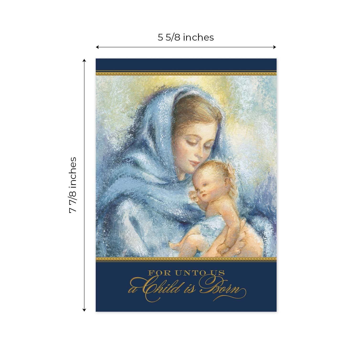 Masterpiece Religious Madonna And Child Christmas Cards / 16 Boxed Christian Holiday Card Set With Gold Foil Accents And Foil Lined Envelopes / Mary Jesus Holy Family Cards / 5 5/8" x 7 7/8" Folded Greeting Cards With Inside Verse