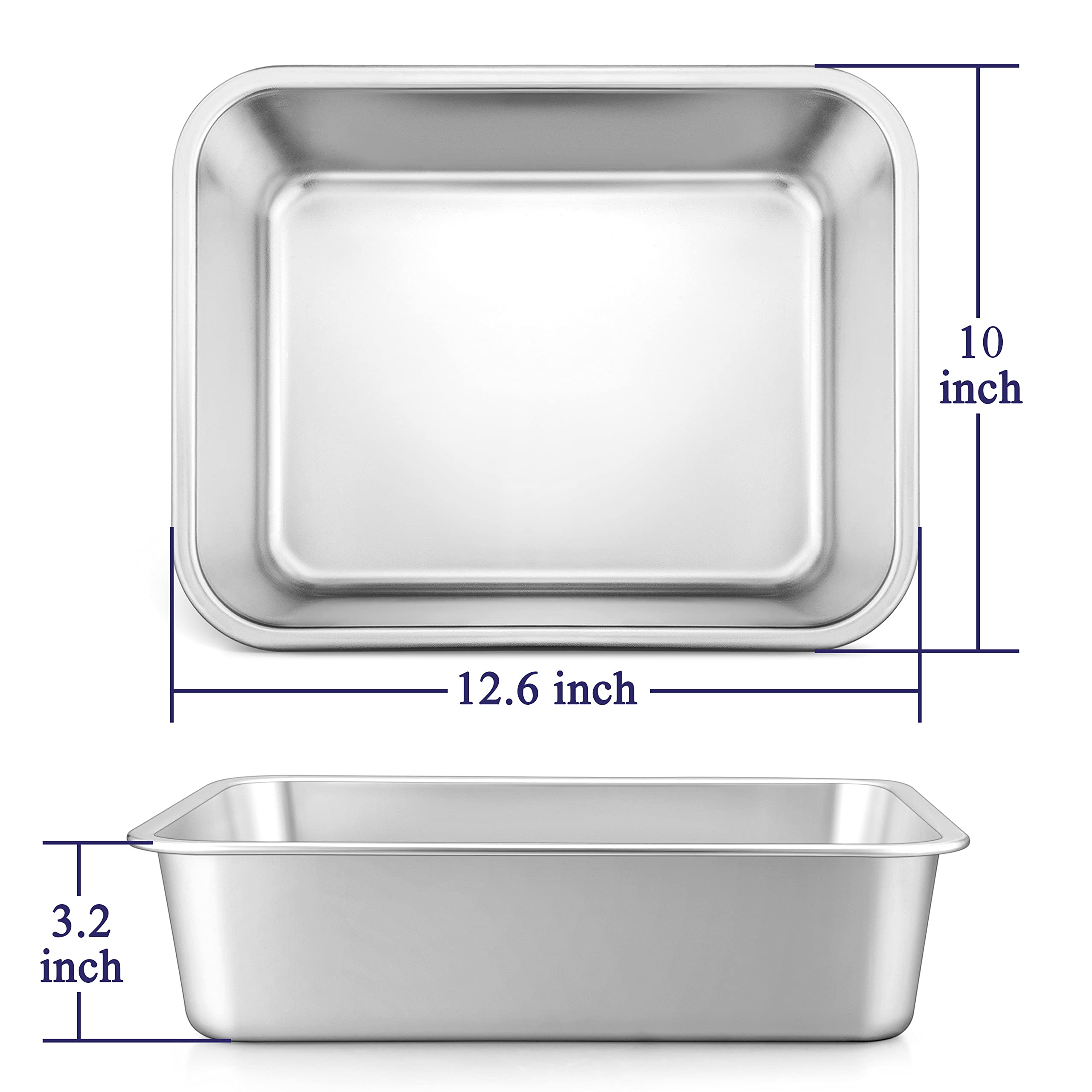 Homikit Lasagna Baking Pan, 9 x 13 Inches Stainless Steel Deep Baking Dish, Large Metal Roasting Tray Pan for Oven Toasting Turkey Cooking Casserole, Rust free & Heavy Duty, Nonstick & Dishwasher Safe