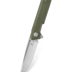 BESTECHMAN Dundee Pocket Folder Folding Knife: 3.35" D2 Steel Stonewash Satin Blade, G10 Scales, EDC Reversible Deep Clip, BMK01B (OD Green)