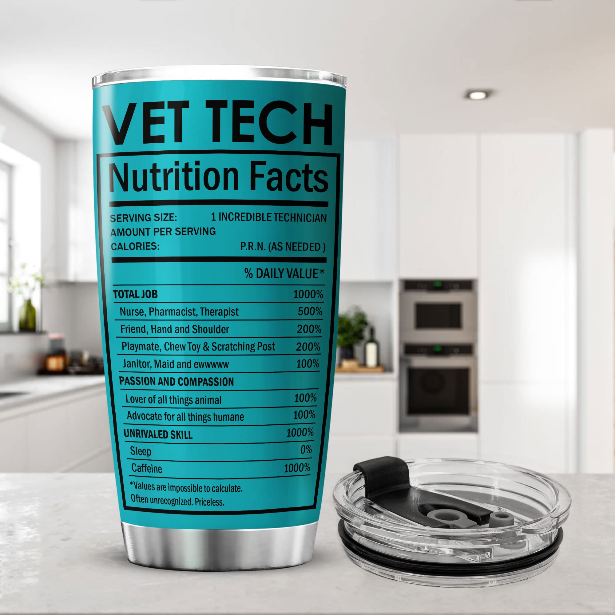 ZOXIX Veterinarian Coffee Tumbler Vet Tech Nutrition Facts Cup With Lid 20oz Stainless Steel Travel Mug Veterinary Technician Gift For Graduation Vet Appreciation Gifts For Girls