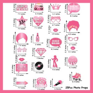 Last Disco Bachelorette Party Decorations 25pcs Last Disco Bachelorette Photo Booth Props Hot Pink Cowgirl Last Disco Bachelorette Party Favors for Bride to Be, Bridal Shower