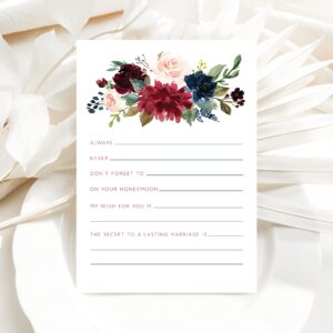 Your Main Event Prints Navy Burgundy Advice and Wishes Cards for Bridal Showers, Weddings, and the Bride and Groom - Pack of 50, 5"x7" Cards