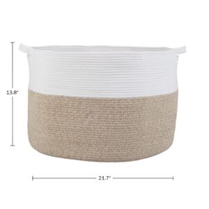 Extra-Large Basket - Cotton Rope Basket with Handles for Laundry, Blanket, Pillow, and Toy Storage - Baskets for Organizing by Home-Complete (Natural)