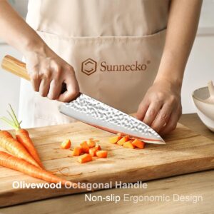 Sunnecko 8 Inch Chef Knife High Carbon Steel Japanese Chef's Knife Wood Handle Vintage Hand Forged Chef Knife for Meat Cutting