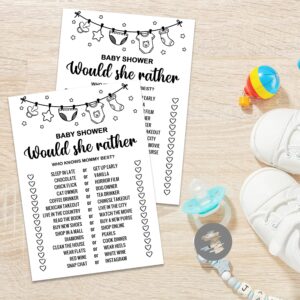 Baby Shower Game Cards, Would She Rather Baby Shower Game, Set of 30 Cards, Rustic Bridal Wedding Shower or Bachelorette Party Game, Baby Shower Ideas