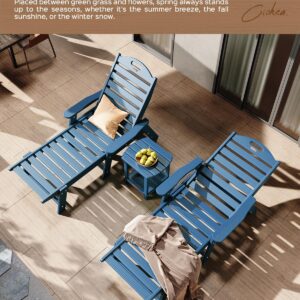 Ciokea Chaise Lounge Chair Outdoor with Wood Texture, Adjustable 5-Position Chaise Lounge Outdoor, Patio Lounge Chair for Poolside Backyard, Azure Blue