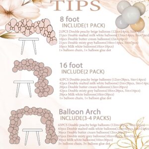 Nude Balloon Arch Kit, SCMDOTI Neutral Balloon Garland Arch with Matted Double Stuffed Balloons for Baby Shower, Gender Reveal Party, Boho Party, Birthday, Bridal Shower,Graduation,Mother's Day