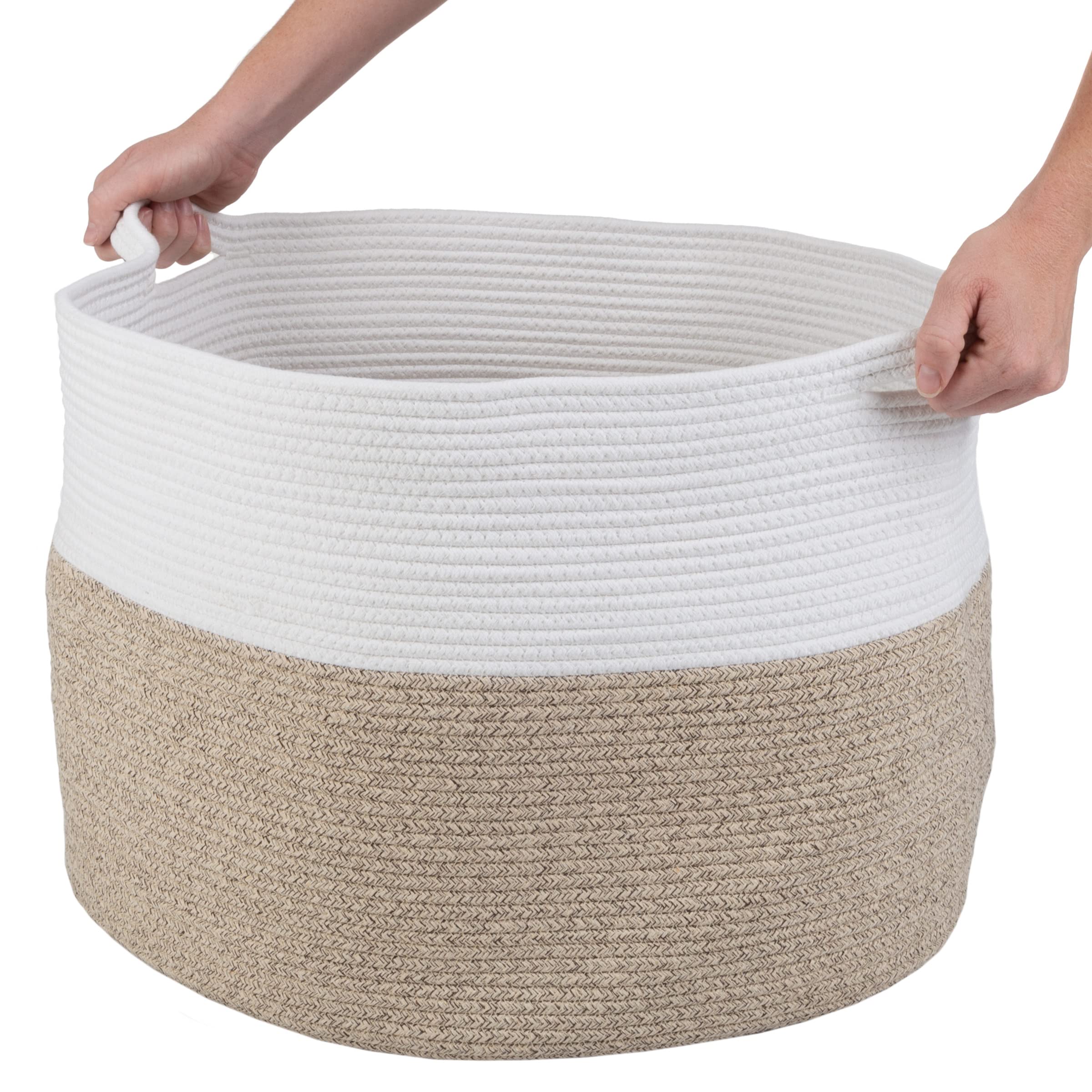 Extra-Large Basket - Cotton Rope Basket with Handles for Laundry, Blanket, Pillow, and Toy Storage - Baskets for Organizing by Home-Complete (Natural)