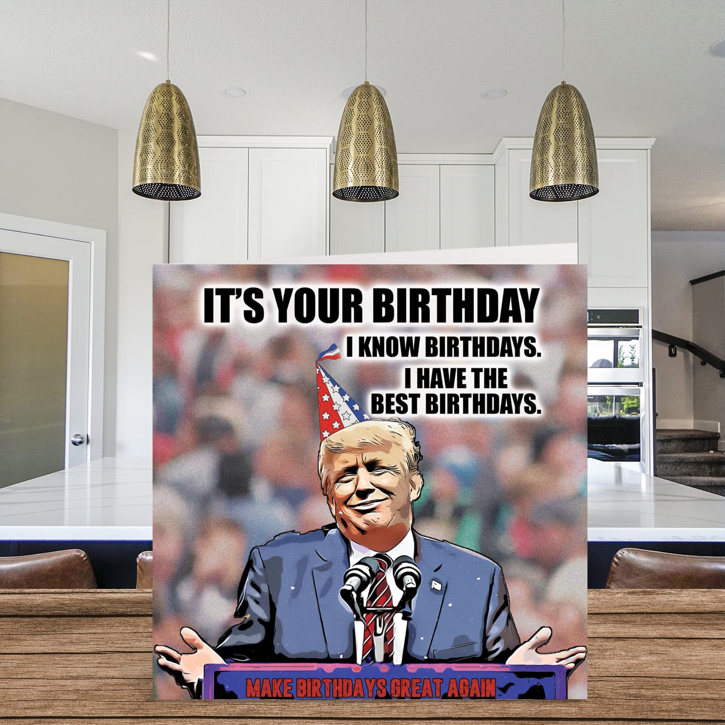 Funny Donald Trump Birthday Cards for Men Women - Trump Birthdays - Joke Happy Birthday Card for Friend Mom Dad Papa Pops Brother Sister Coworker Grandma Grandpa, 5.7 x 5.7 Inch Humor Greeting Cards