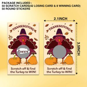 Thanksgiving Scratch Off Games, Thanksgiving Scratch Off Game Cards For Baby Shower, Bridal Shower, Fall Festival Raffle Lottery Tickets Cards, Set Of 50 Cards (B02)