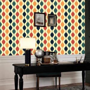 JiffDiff Wallpaper Geometric Wallpaper Abstract Wallpaper Modern Wallpaper Wall Decor 1970s Retro Removable Peel and Stick Wallpaper,15.7"x 118.1"