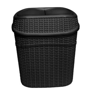 Bath Bliss 2 Pack Sailor Knot Swing Top Waste Bin | Dimensions: 11.22" x 8.27" x 12.6" | 9.5 Liter | Swing Top | Home Décor | Compact | Black