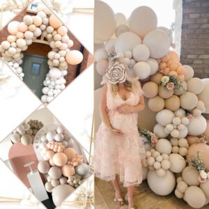 Nude Balloon Arch Kit, SCMDOTI Neutral Balloon Garland Arch with Matted Double Stuffed Balloons for Baby Shower, Gender Reveal Party, Boho Party, Birthday, Bridal Shower,Graduation,Mother's Day