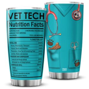 zoxix veterinarian coffee tumbler vet tech nutrition facts cup with lid 20oz stainless steel travel mug veterinary technician gift for graduation vet appreciation gifts for girls