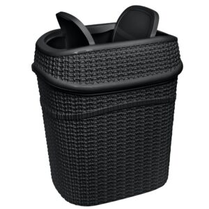 Bath Bliss 2 Pack Sailor Knot Swing Top Waste Bin | Dimensions: 11.22" x 8.27" x 12.6" | 9.5 Liter | Swing Top | Home Décor | Compact | Black