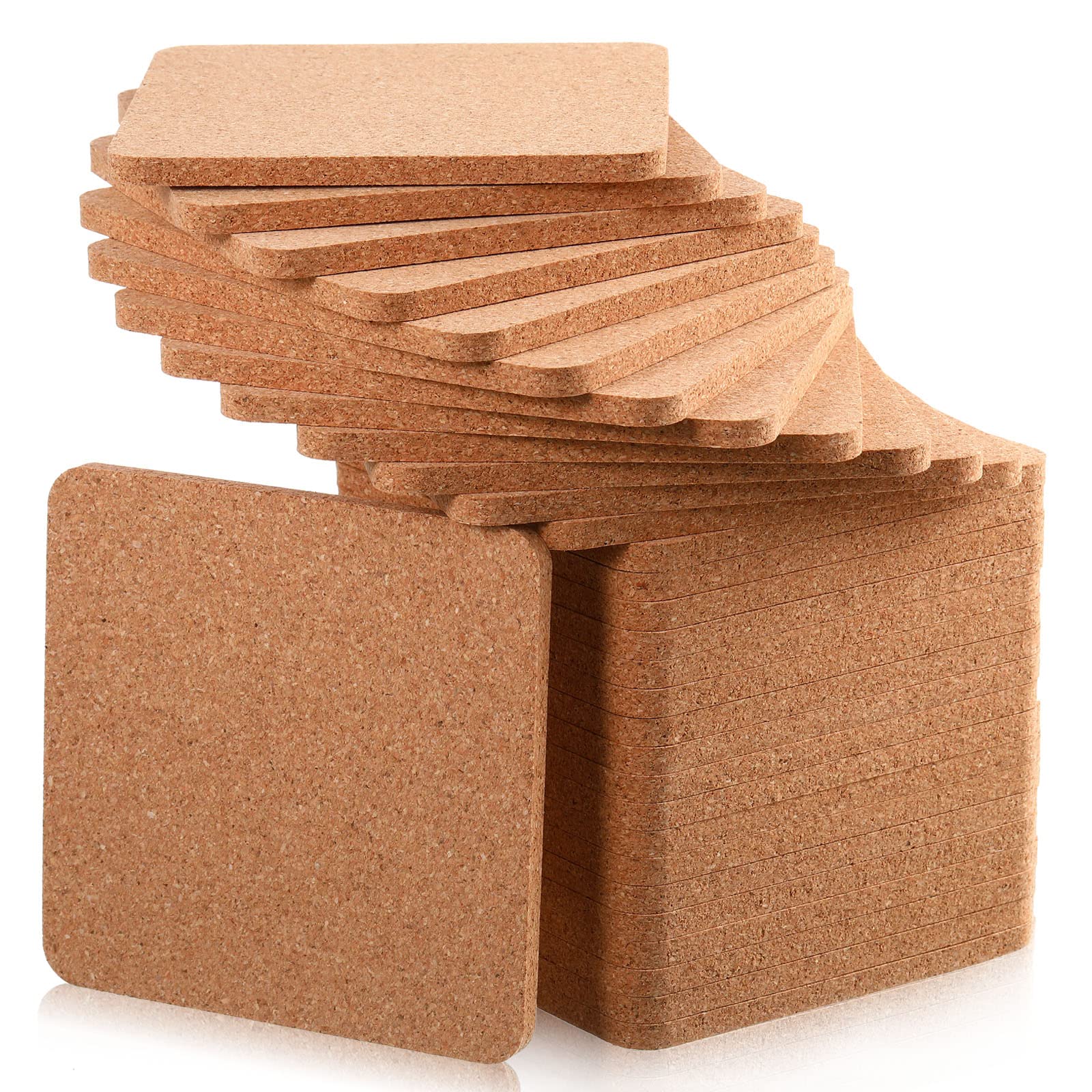 Square Cork Trivets 4 x 4 x 0.2 Inch Cork Coasters for Drinks Absorbent Cork Plant Coasters Pot Trivets Natural Bar Coasters Kitchen Pads Drink Coasters Set for Table Dishes Plate(120 Pcs)