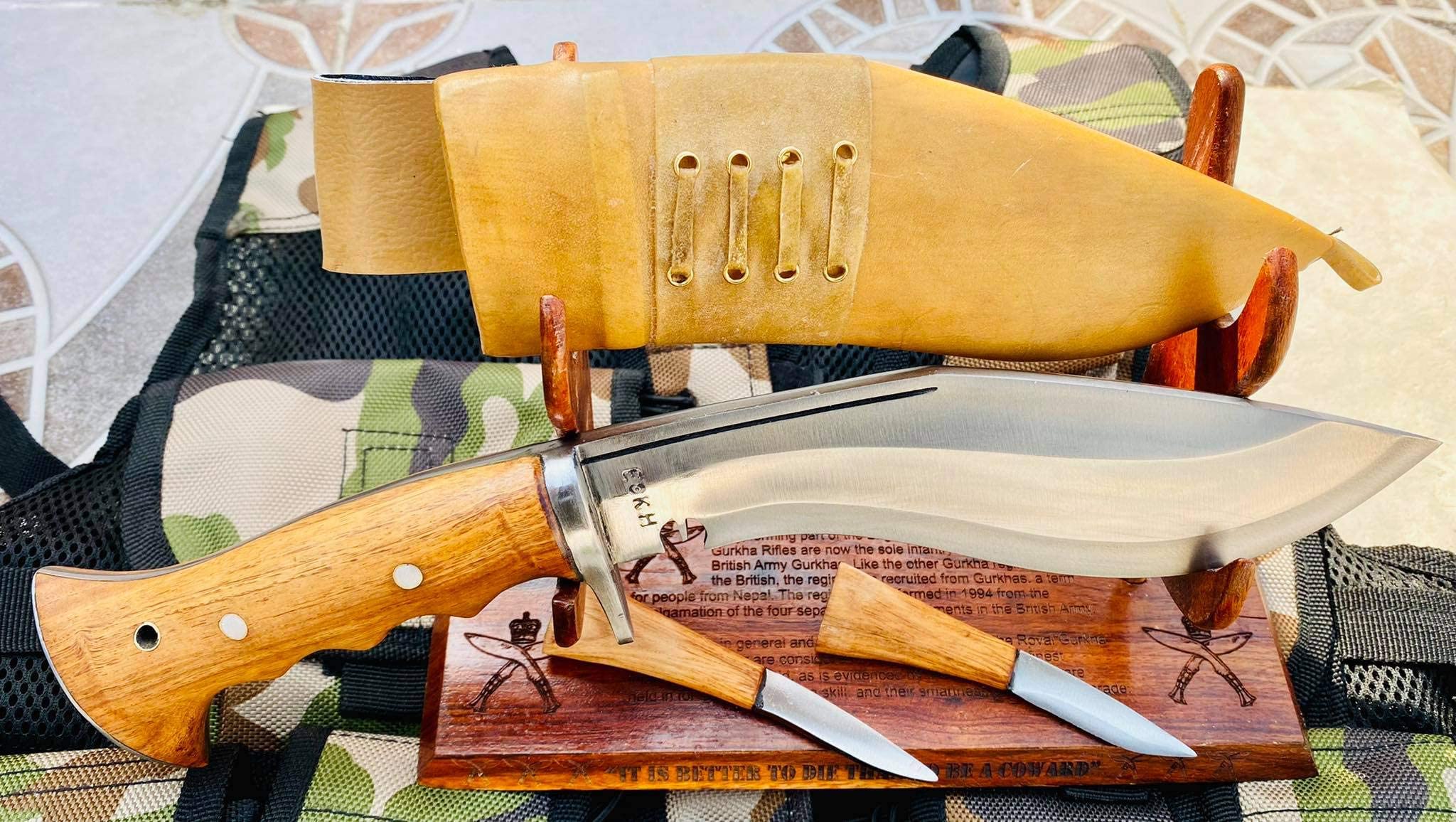 Authentic Kukri - 8" Iraqi Operation Issue Blade - Traditional Hand Forged Full Tang - EGKH Factory Outlet in Nepal - Ready to use Outdoor Knives - Balance water tempered - High Carbon Steel