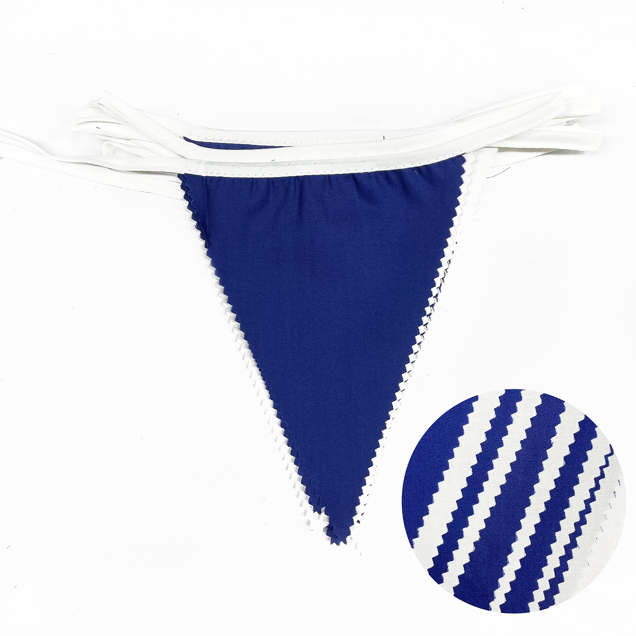 32Ft Royal Blue White Party Decorations Triangle Flag Pennant Bunting Fabric Garland for Wedding Birthday Ahoy Achor Nautical Pirate Bridal Baby Shower Under The Sea Party Festivals Decoration