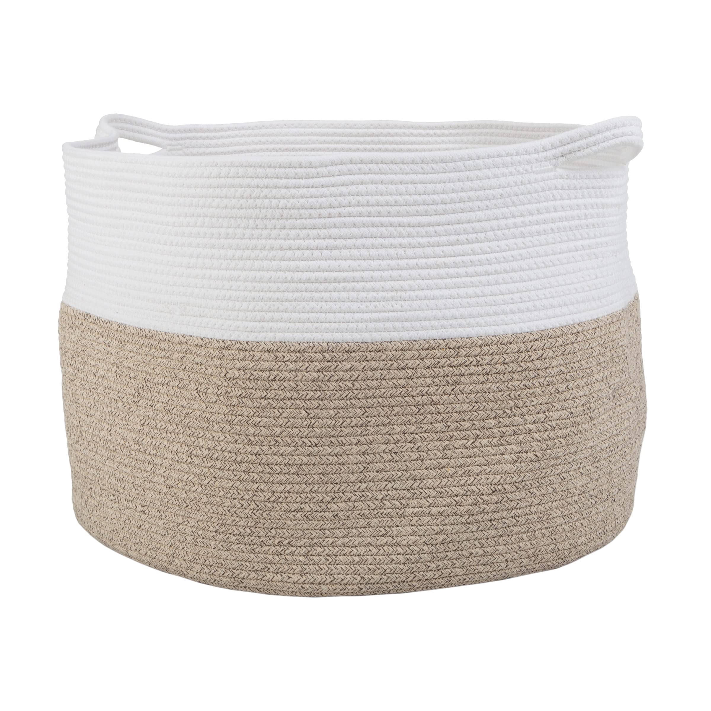 Extra-Large Basket - Cotton Rope Basket with Handles for Laundry, Blanket, Pillow, and Toy Storage - Baskets for Organizing by Home-Complete (Natural)