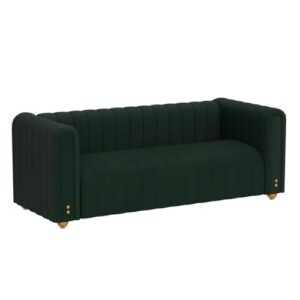 Green Velvet Couch Sofa Loveseat, 81.3 Wide Mid Century Modern Couch Small Spaces Love Seat Tufted Chesterfield Velvet Sofa Futon with Gold Leg, Comfy 3 Seat Extra Deep Sofas Couches for Living Room