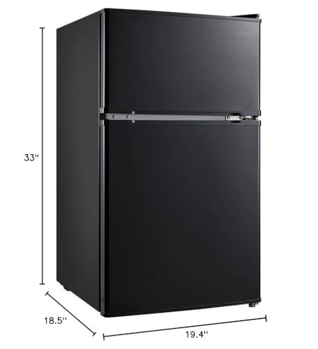 3.2 Cu Feet Two Door Compact Refrigerator with Freezer, Black