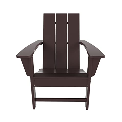 WO Home Furniture HDPE Adirondack Chair Folding Poly Lumber All Weather UV/Fade Resistant Heavy Duty for Patio, Backyard, Balcony, Garden, Lawn (Dark Brown)…