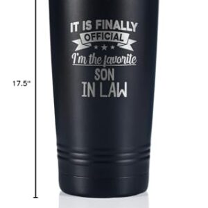 Onebttl Son in Law Gifts Travel Coffee Mug Tumbler, Gifts from Mom/Dad, Parent, Father, Mother for Engagement, Wedding, Marriage, Christmas, Stainless Steel Insulated 20oz/590ml - Favorite Son in Law