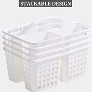 Haundry Plastic Shower Caddy Basket with 3 Compartments, Portable Divided Cleaning Supply Storage Organizer with Handle (Black)