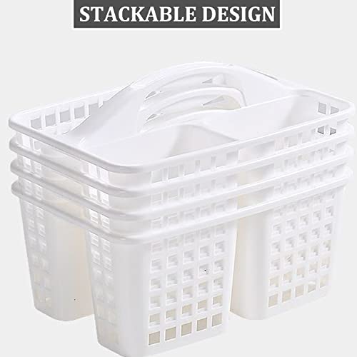 Haundry Plastic Shower Caddy Basket with 3 Compartments, Portable Divided Cleaning Supply Storage Organizer with Handle (Black)