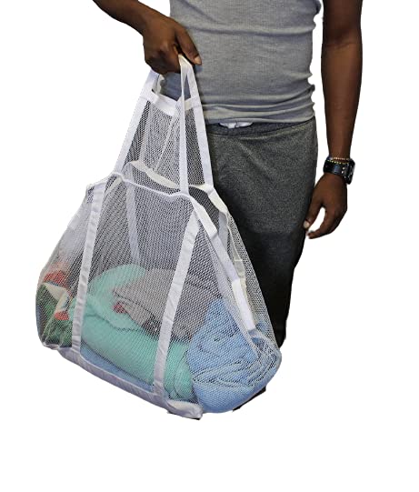 Large Soft Nylon Mesh Laundry Basket with Handles Portable and Collapsible For Dirty and Clean Laundry Home Travel College Dorm Also Ideal For Toys and Sporting Goods