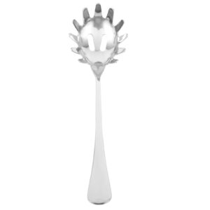 housoutil stainless steel pasta server - 9.4inch 304 pasta spoon spaghetti spoon server with teeth - noodle spoon server for dumpling ice cube - heat resistant design